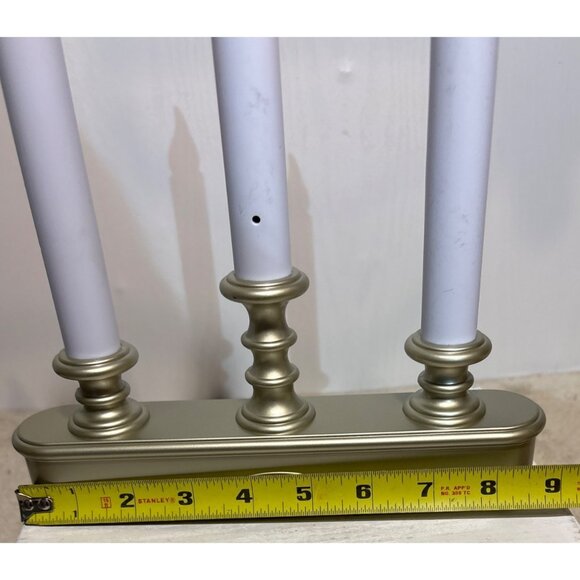 Battery Operated Candelabra Xodus FPC1230 Pewter Tone 3 LED Candles 10" Christma - Picture 4 of 9